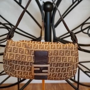 Vintage Fendi Zucca Baguette Shoulder Bag